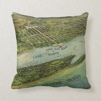 Palm Beach Florida 1915 Antique Map Cushion