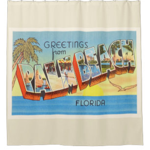 Palm Beach Florida FL Old Vintage Travel Souvenir Shower Curtain
