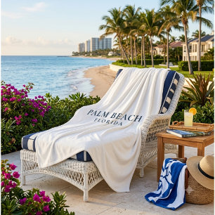 Palm Beach Florida - Preppy Coastal Fleece Blanket