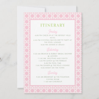 Palm Beach Monogram Crest Bachelorette Itinerary Invitation