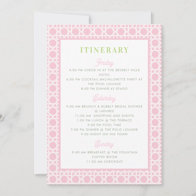 Palm Beach Monogram Crest Bachelorette Itinerary Invitation (Back)