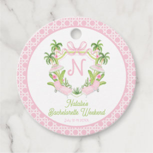 Palm Beach Monogram Crest Bachelorette Weekend Favour Tags
