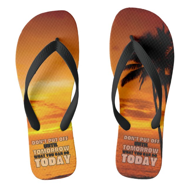 Palm beach ocean sunset | motivational phrase jandals (Footbed)