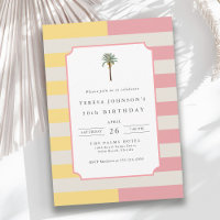 Palm Beach Pastel Stripe Tropical 30th Birthday