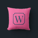 Palm Beach Pink Monogram Dorm Room Pillow<br><div class="desc">Personalized Initial College Dorm Decor Add a bold preppy touch to your dorm room with this Preppy Pink monogram pillow, featuring a classic framed initial design on a pink background. The elegant serif monogram inside a decorative frame creates a timeless preppy look that fits perfectly with popular college dorm aesthetics....</div>