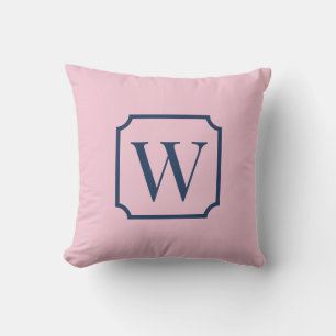 Palm Beach Pink Monogram Dorm Room Pillow