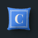 Palm Beach Preppy Blue Monogram Throw Pillow<br><div class="desc">Add a vibrant coastal touch to your space with this Palm Beach preppy blue monogram throw pillow, featuring a bold personalized initial framed by a crisp double border on a bright ocean blue background. Inspired by colorful resort style and classic collegiate design, this custom pillow adds personality and polish to...</div>