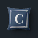 Palm Beach Preppy Blue Monogram Throw Pillow<br><div class="desc">Add a vibrant coastal touch to your space with this Palm Beach preppy navy blue monogram throw pillow, featuring a bold personalized initial framed by a crisp double border on a navy blue background. Inspired by colorful resort style and classic collegiate design, this custom pillow adds personality and polish to...</div>