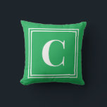 Palm Beach Preppy Green Monogram Throw Pillow<br><div class="desc">Bring a fresh pop of color to your space with this Palm Beach preppy green monogram throw pillow, featuring a bold personalized initial framed by a crisp double border on a vibrant palm green background. Inspired by colorful resort style and classic collegiate design, this custom pillow adds personality and polish...</div>