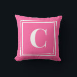 Palm Beach Preppy Monogram Throw Pillow<br><div class="desc">Add a bold pop of classic preppy style to your space with this Palm Beach preppy monogram throw pillow, featuring a large personalized initial framed by a crisp double border on a vibrant pink background. Inspired by bright coastal resort style and timeless collegiate decor, this custom pillow brings personality and...</div>