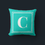 Palm Beach Preppy Turquoise Monogram Throw Pillow<br><div class="desc">Add a vibrant coastal touch to your space with this Palm Beach preppy turquoise monogram throw pillow, featuring a bold personalized initial framed by a crisp double border on a bright turquoise background. Inspired by colorful resort style and classic collegiate design, this custom pillow brings personality and polish to college...</div>