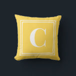 Palm Beach Preppy Yellow Monogram Throw Pillow<br><div class="desc">Add a cheerful pop of sunshine to your space with this Palm Beach preppy yellow monogram throw pillow, featuring a bold personalized initial framed by a crisp double border on a bright yellow background. Inspired by vibrant coastal resort style and classic collegiate design, this custom pillow brings warmth and personality...</div>