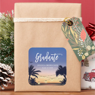 Palm Beach String Lights Graduate Graduation Favou Square Sticker