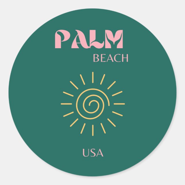 Palm Beach, Travel Art Classic Round Sticker (Front)