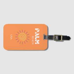 Palm Beach, Travel Art, Preppy, Orange Luggage Tag