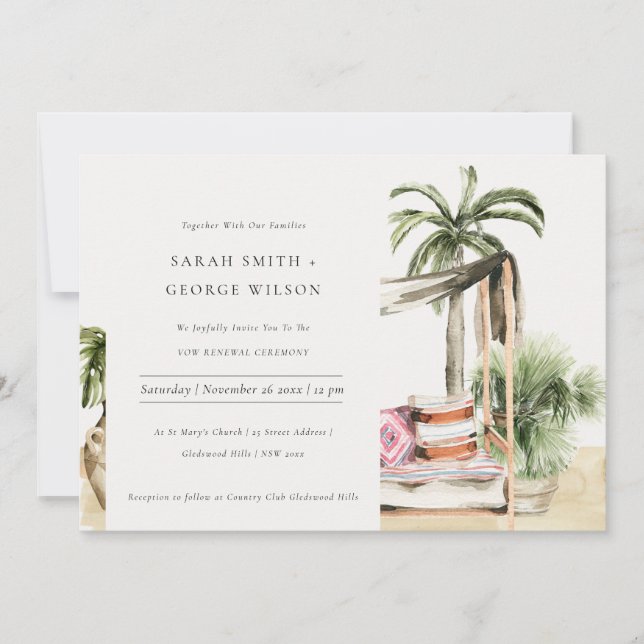 Palm Beach Tropical Cabana Vow Renewal Invite (Front)
