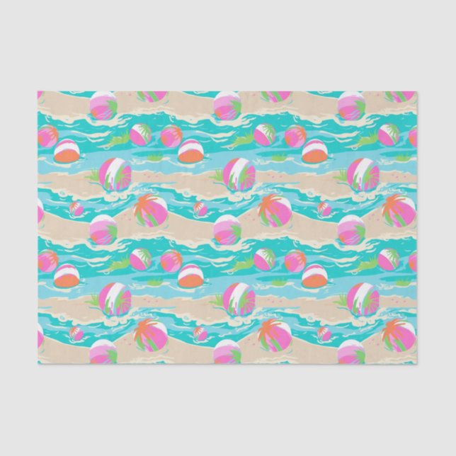 Palm Beach Tropical Island Beach Balls Tissue Paper (Front)