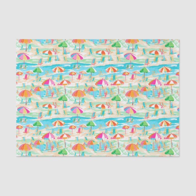 Palm Beach Tropical Island Chairs and Umbrellas Tissue Paper (Front)