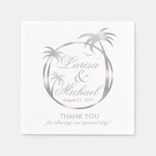 Palm Beach Tropical Logo   faux silver foil Napkin