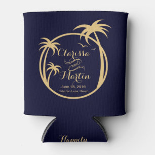 Palm Beach Tropical Logo navy sand Can Cooler