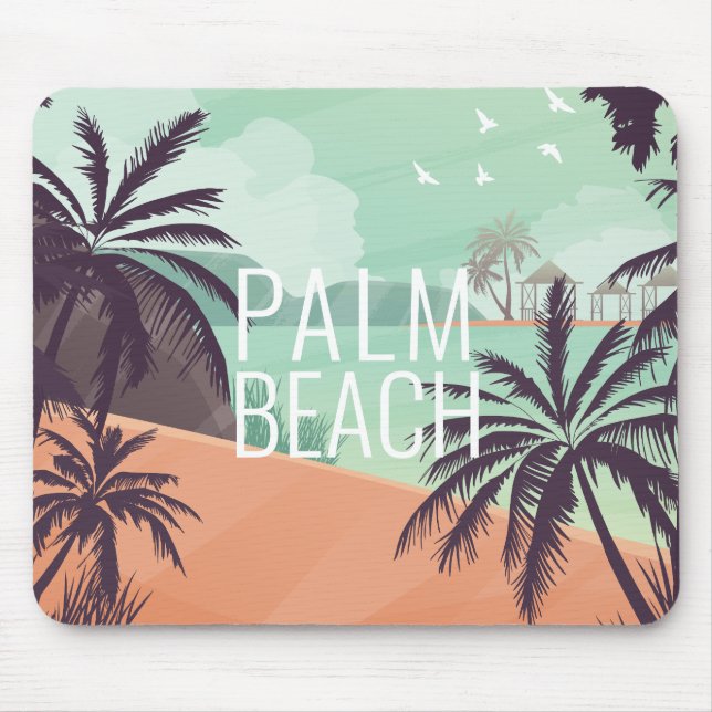 Palm Beach Vacation Scene in Soft Colours Mouse Pad (Front)