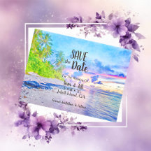 Palm Beach Watercolor Photo Save The Date