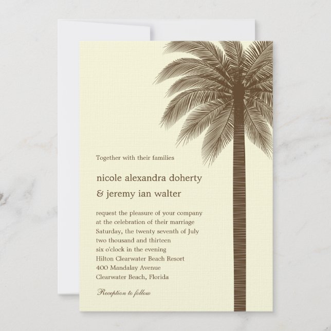 Palm Beach Wedding Invitations - Brown (Front)