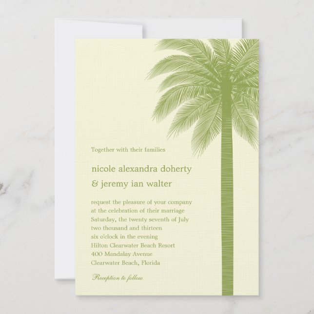 Palm Beach Wedding Invitations - Green (Front)