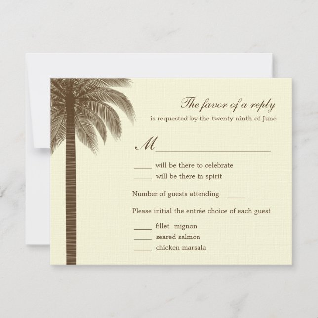 Palm Beach Wedding RSVP/Response Cards - Brown (Front)