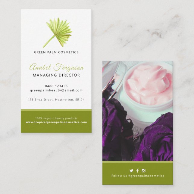 Palm beauty health company photo custom business card (Front/Back)