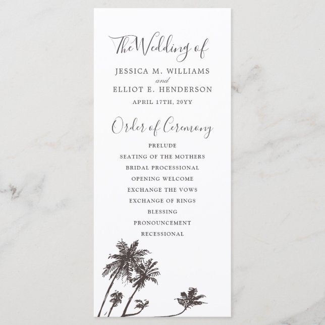 Palm Breeze | Wedding Program White Programme (Front)