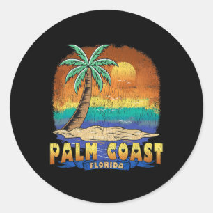 Palm Coast Florida Vintage Distressed Souvenir  Classic Round Sticker