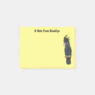 Palm cockatoo bird cartoon illustration  post-it notes