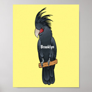 Palm cockatoo bird cartoon illustration poster