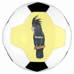 Palm cockatoo bird cartoon illustration  soccer ball