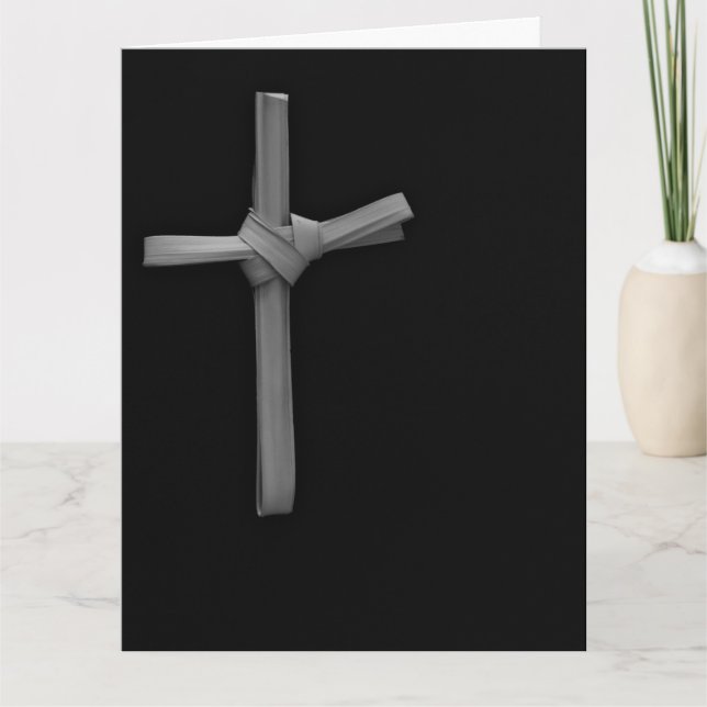Palm Cross on Black Elegant Minimalist Easter Card (Front)