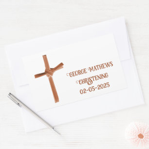 Palm Cross Personalised Christening & Communion Rectangular Sticker