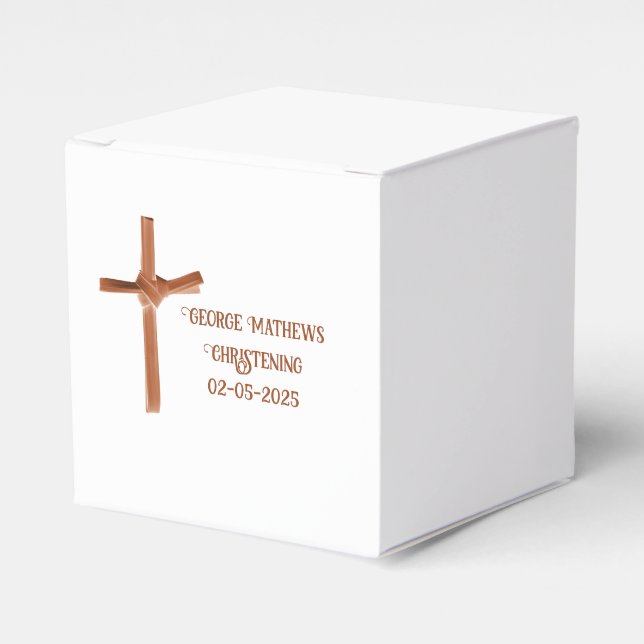 Palm Cross Personalised Favours for Baptism Favour Box (Front Side)