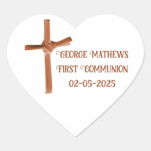 Palm Cross Personalised Heart Sticker