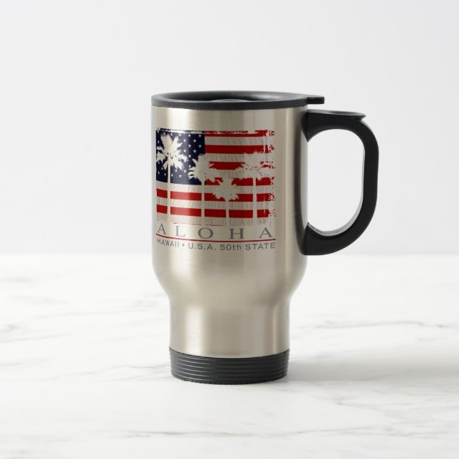 Palm Flag Hawaii 50th State Travel Mug (Right)