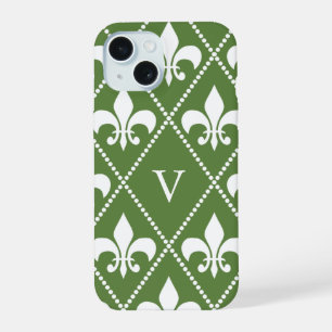 Palm Fleur de Lis w/ monogram iPhone 15 Case
