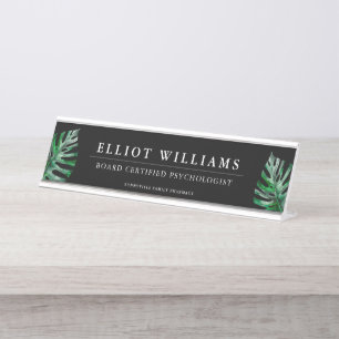Palm Fonds Professional Personalised Black Desk Name Plate