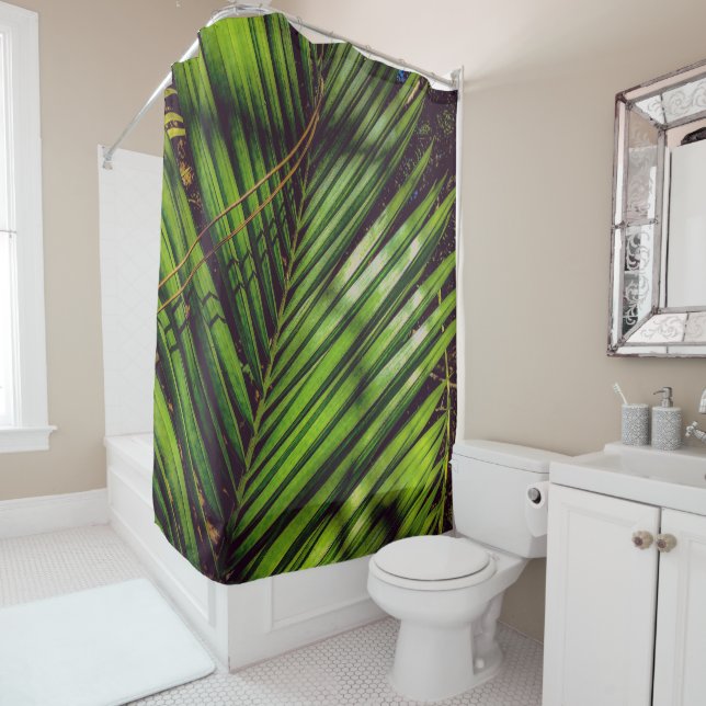 Palm Frond, Pine Needles and Shadows  Shower Curtain (In Situ)