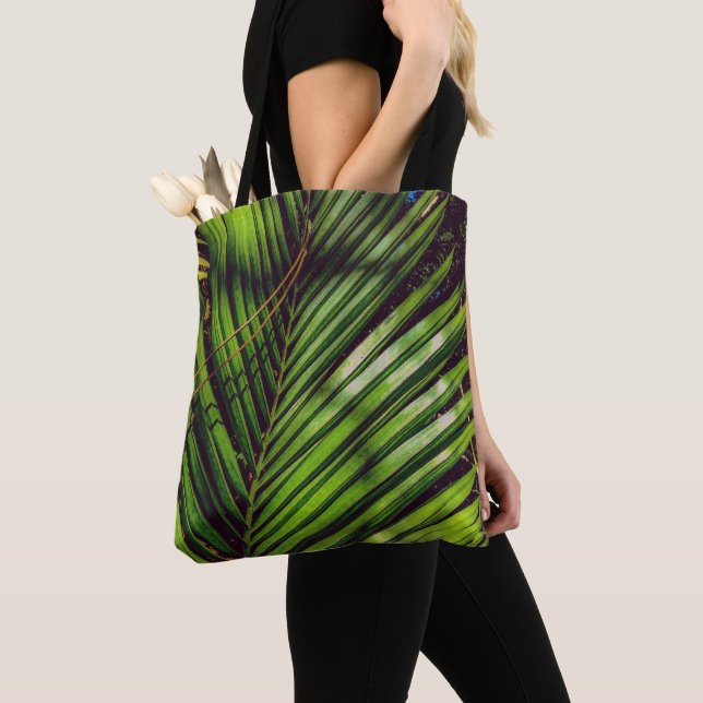 Palm Frond, Pine Needles and Shadows Tote Bag (Close Up)