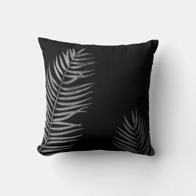 Palm Frond Silhouette Throw Pillow (Front)