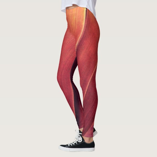 Palm Fronds in Rust and Gold Leggings (Left)