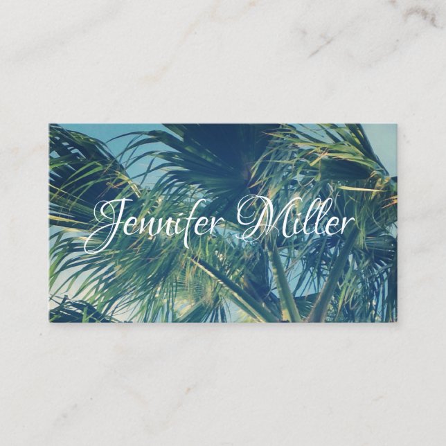 Palm Fronds Photo Travel Business Card (Front)