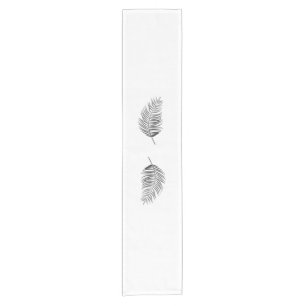 Palm Fronds Silhouettes White Short Table Runner