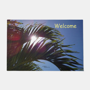 Palm fronds Sun shining Spiegeland Doormat