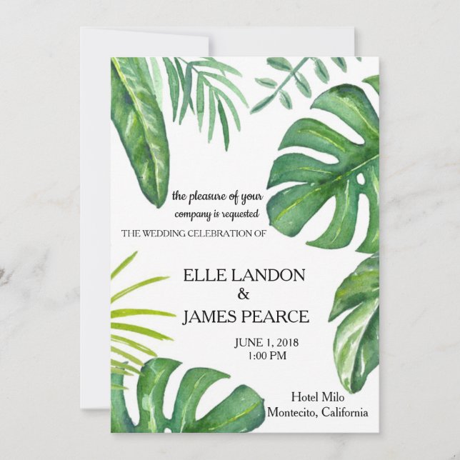Palm Fronds Wedding Invitation (Front)